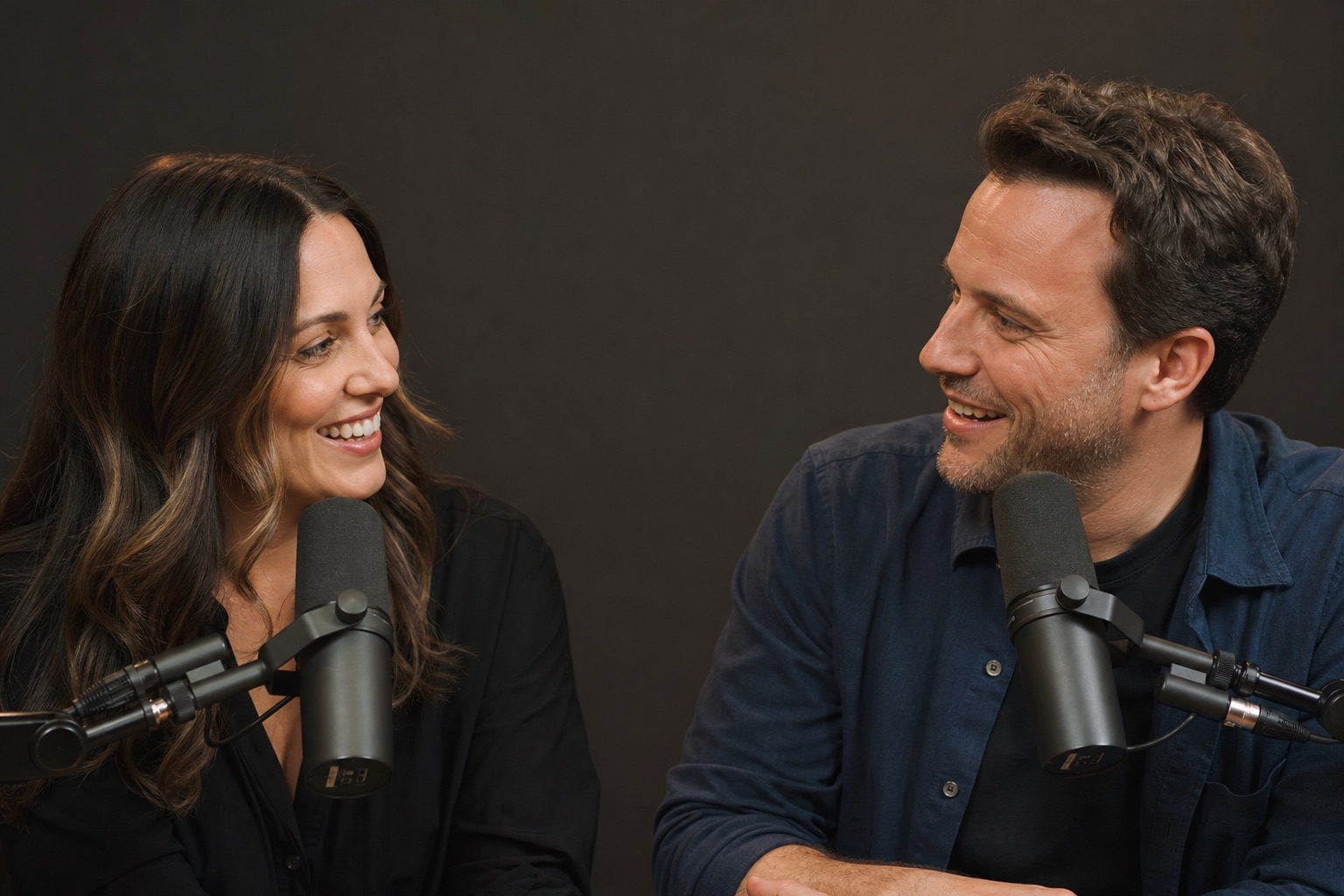 Podcast recorded on a pre-lit studio set instead of an office conference room